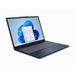 Cosmic Blue 15-inch laptop angled open, keyboard visible and screen on