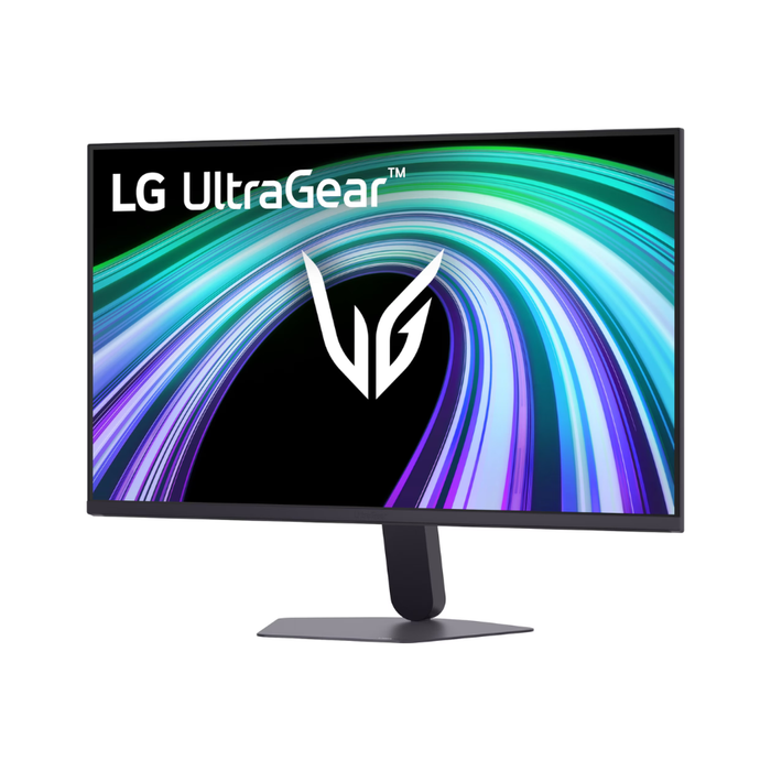 LG UltraGear 27-inch black gaming monitor, front view with central stand