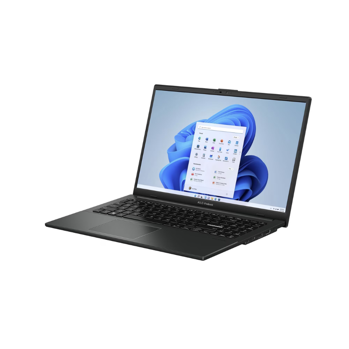 ASUS Vivobook Go 15 laptop, dark color open close, showing screen and touchpad