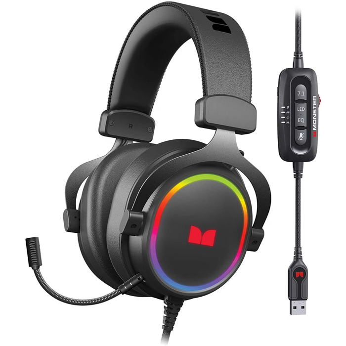 Monster Digital Alpha 7.1 RGB Illuminated Gaming Headset Black (NEW)
