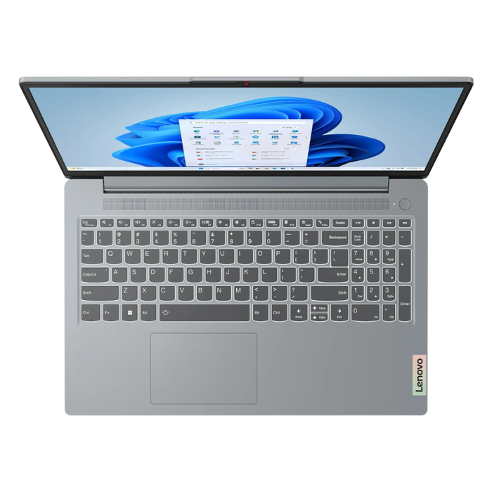 IdeaPad Slim 3i 15.6 keyboard and touchpad, Windows 11 desktop on display