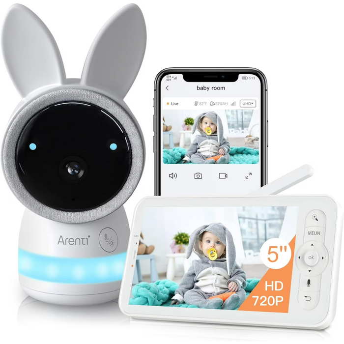 Arenti (AInanny) 2K Ultra HD WiFi Nanny Camera, Baby Monitor 5" Display White (NEW)