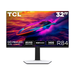 White 32-inch TCL R84 gaming monitor with stand, front view