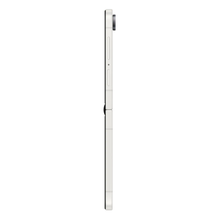 Cream foldable 5G smartphone, side profile