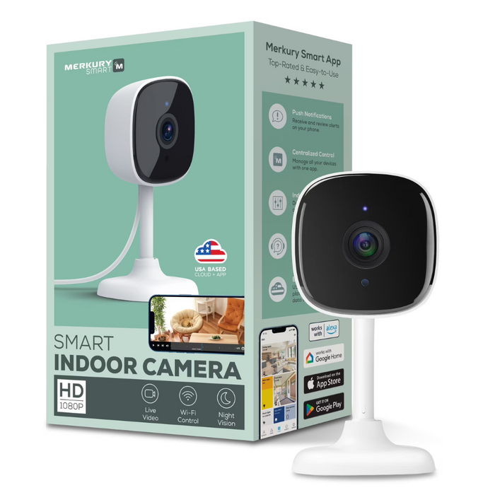 Merkury Smart Indoor Camera 1080p (MI-CW051-199W) White (NEW)