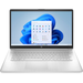 Natural Silver 17.3" Laptop mit sichtbarer Tastatur und Windows 11 Startmenü