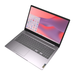 Arctic gray Lenovo Chromebook laptop angled view, keyboard and touchpad clearly visible