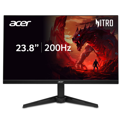 Black 23.8-inch gaming monitor with dragon display and 200Hz branding