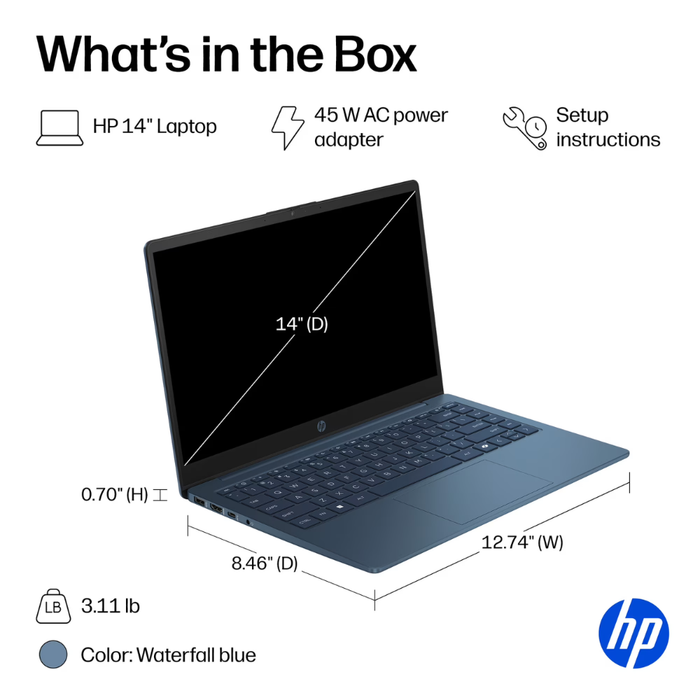 HP (14-ep2112wm) 14" Intel Processor N150 128GB UFS/4GB RAM Windows 11 Home (New)