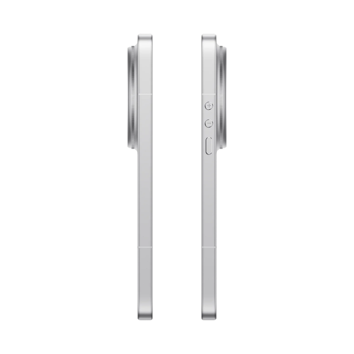 Silver smartphone side view with buttons on the right edge