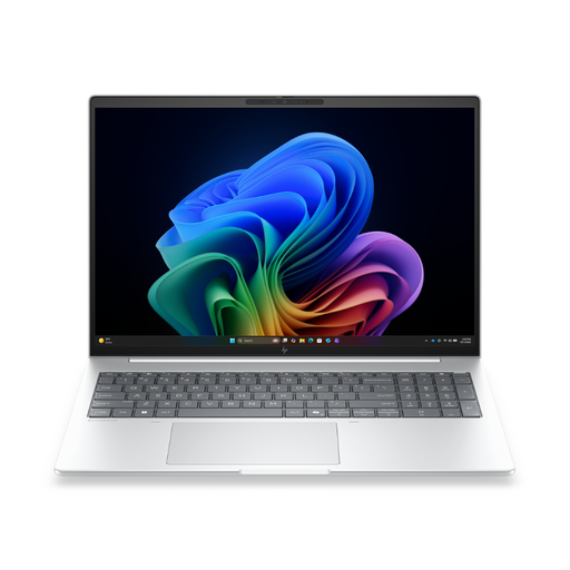 Glacier silver HP laptop with open display and keyboard