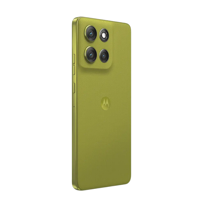 Moto G86 Power 5G smartphone, yellow-green back with quad camera module