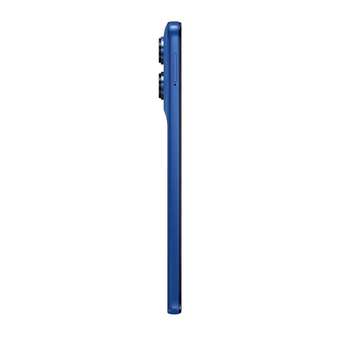 Motorola smartphone blue side profile showing buttons and thin edge