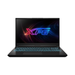 Black gaming laptop with RGB backlit keyboard and glowing XPG logo on screen