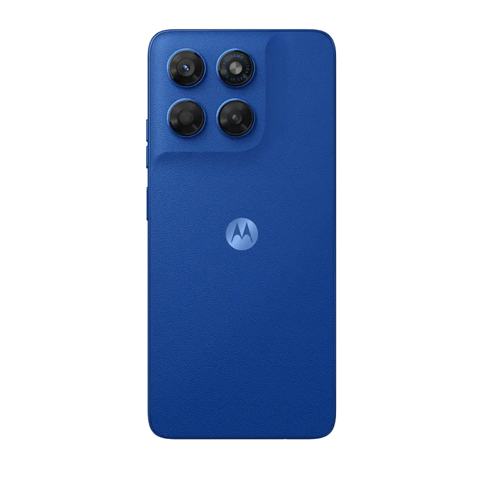Motorola smartphone blue back with Motorola logo and camera module