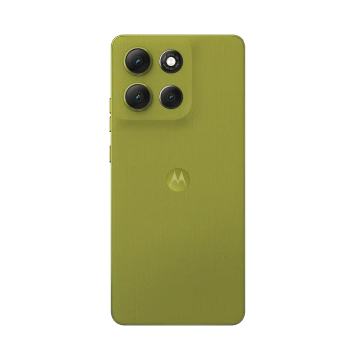 Moto G86 Power 5G smartphone, olive green back with quad camera module