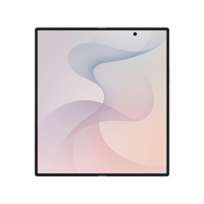 Foldable smartphone unfolded front display with colorful abstract wallpaper