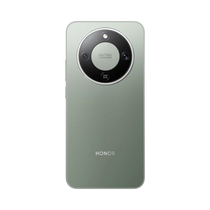 Forest Green 5G unlocked smartphone back view with camera ring