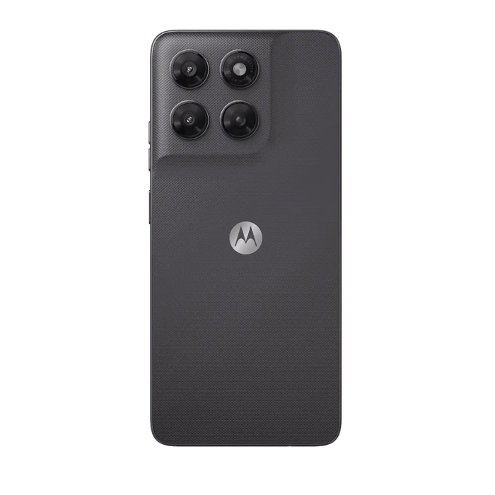 Black smartphone back with quad rear cameras and textured finish