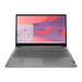 Arctic gray Lenovo Chromebook laptop in front view, showing keyboard and trackpad