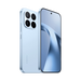 Blue smartphone with quad rear cameras and front display