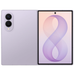 Lavender foldable smartphone showing back and open front display