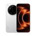 White smartphone with rear camera module and warm orange front display
