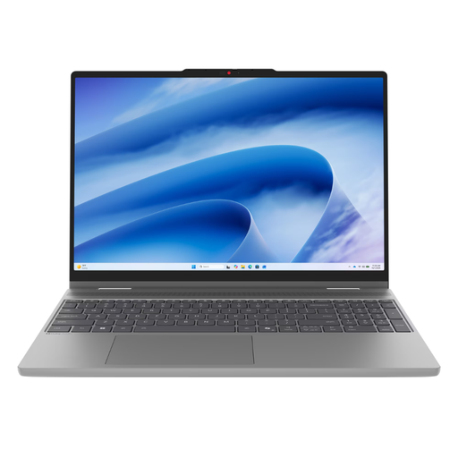 Lenovo Luna Grey 2-in-1 laptop, open keyboard with screen display