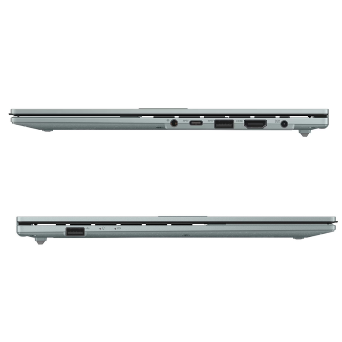 ASUS Vivobook Go 15 laptop, light gray side view showing ports and vents
