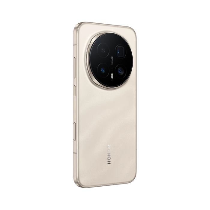 Honor Magic 8 Pro 5G smartphone, sunrise gold, side back view