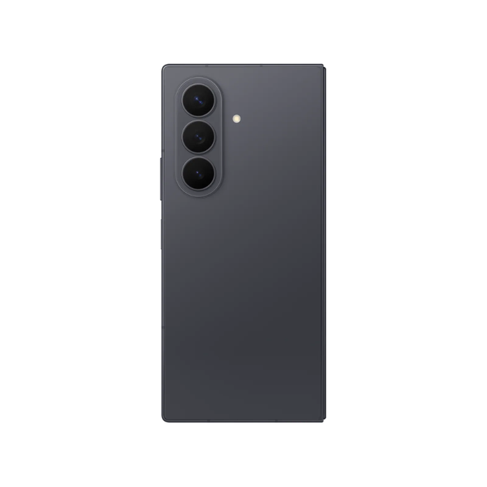 Graphite foldable smartphone back panel with triple rear cameras