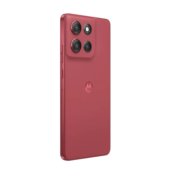 Motorola Moto G86 Power 5G smartphone with maroon back and quad rear cameras