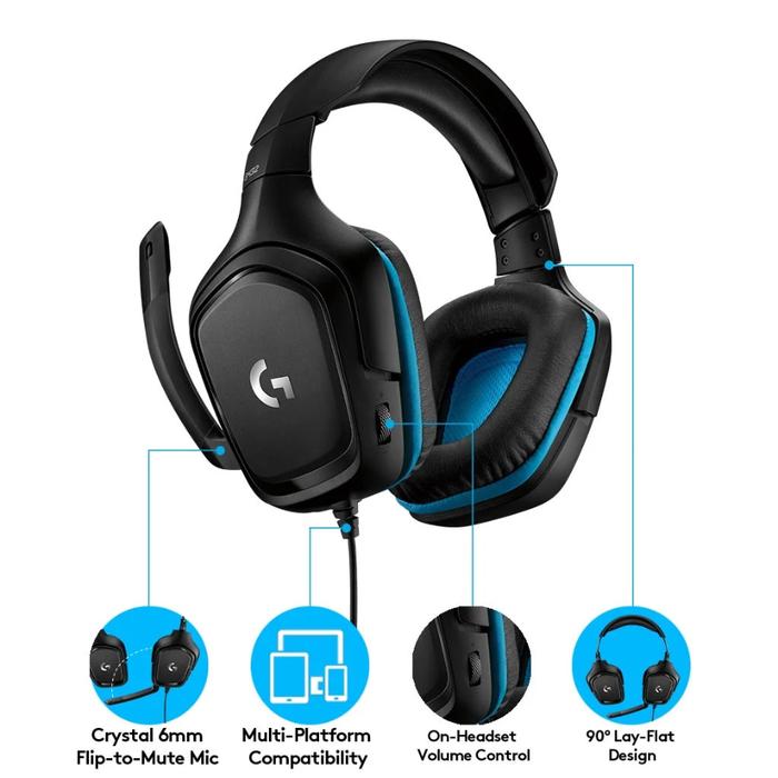 Logitech G432 Wired Gaming Headset Black (NEW)