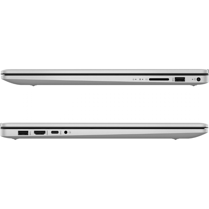 Natural Silver 17.3" Laptop: Seitenansicht mit Anschlüssen und Steckplätzen