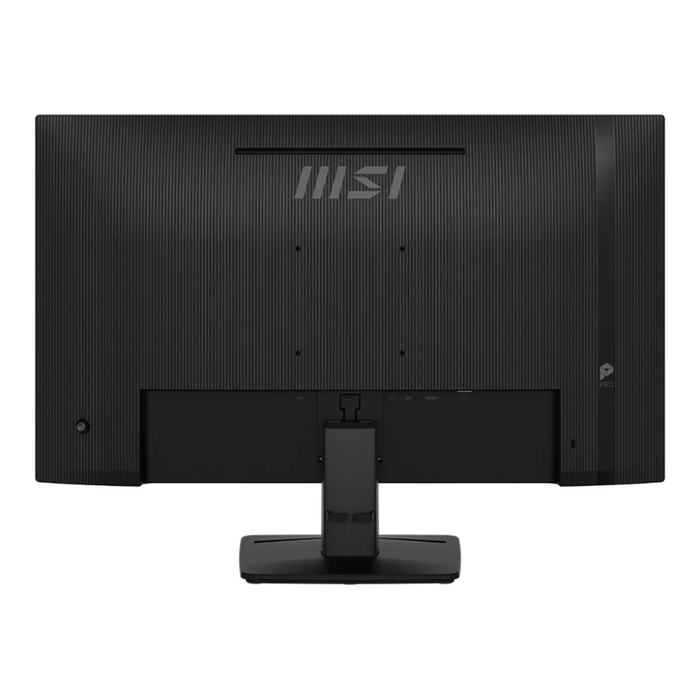 Rückseite 27" schwarzer Monitor mit MSI-Logo und PRO-Markierung, Standfuß