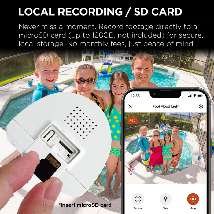 Merkury Floodlight Camera (MI-CW073-199W) 1800 Lumens, Motion Alerts, White (NEW)