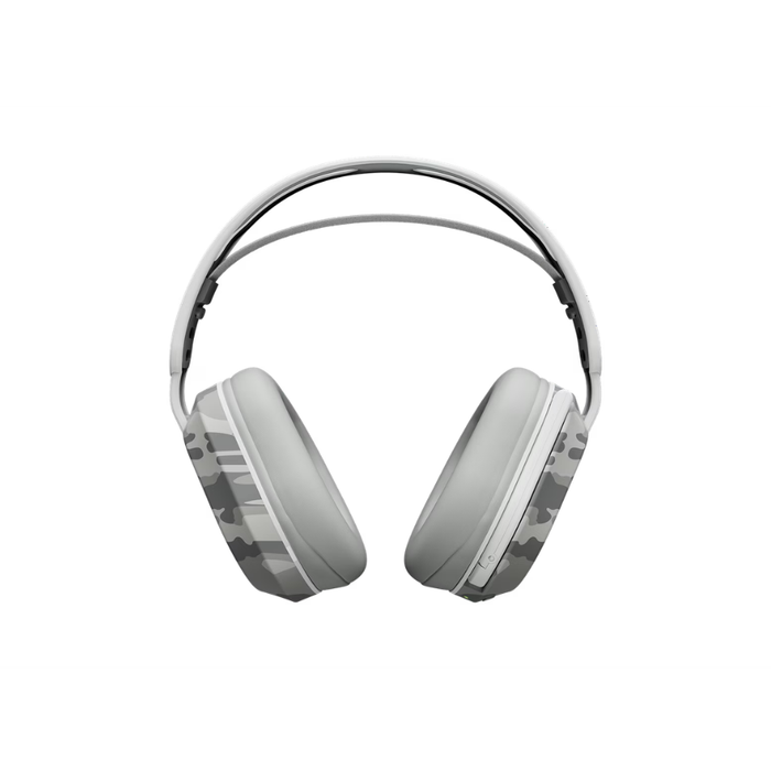 Wireless gaming headset with over-ear pads and light gray camo earcups