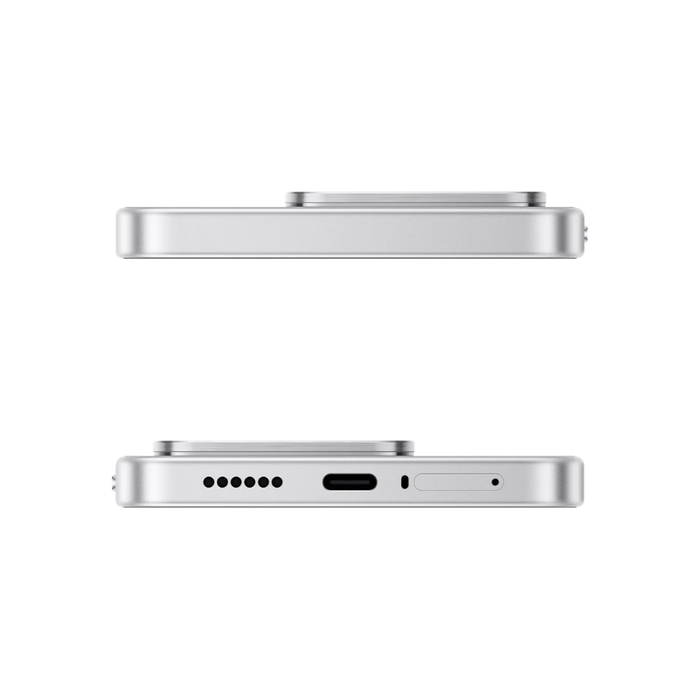 Xiaomi 17T 5G smartphone in Opal White, bottom speaker holes and charging port
