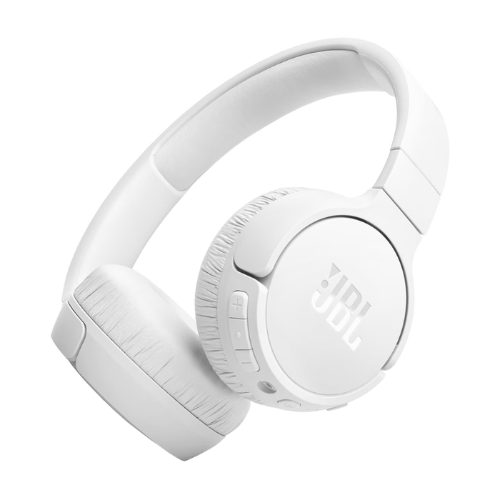 JBL Tune 670NC over-ear headphones, white cushioned ear pads and padded headband