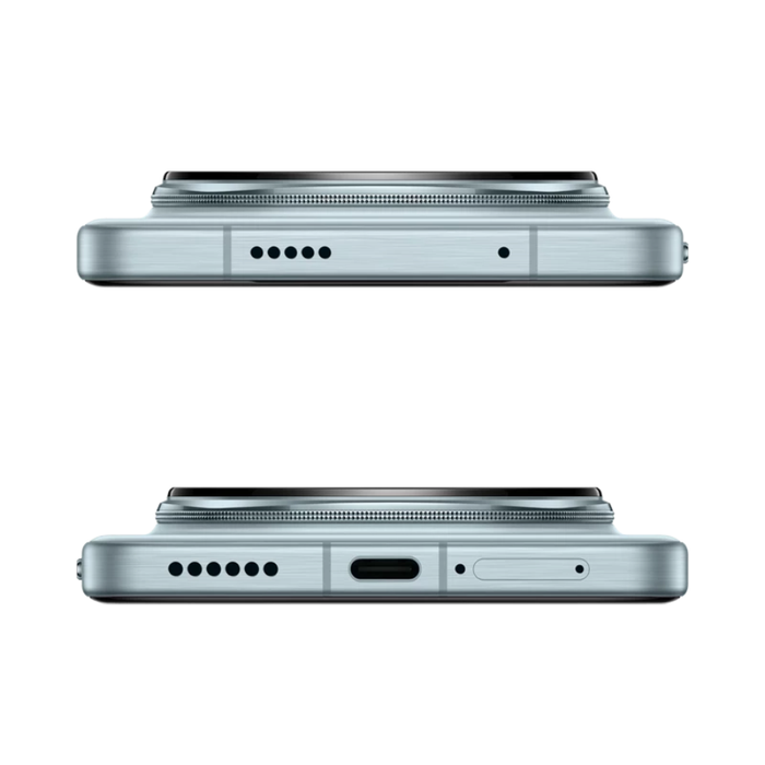 Honor Magic 8 Pro phone, Sky Cyan top and bottom views with speaker grille and USB-C