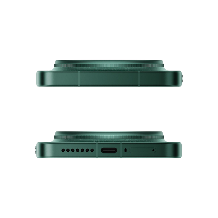 Starlit Green smartphone top and bottom edges with speaker holes and port