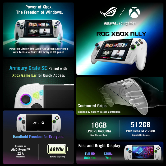 ASUS ROG Xbox Ally 7" 120Hz Gaming Handheld Touchscreen 512GB/16GB RAM White (NEW)