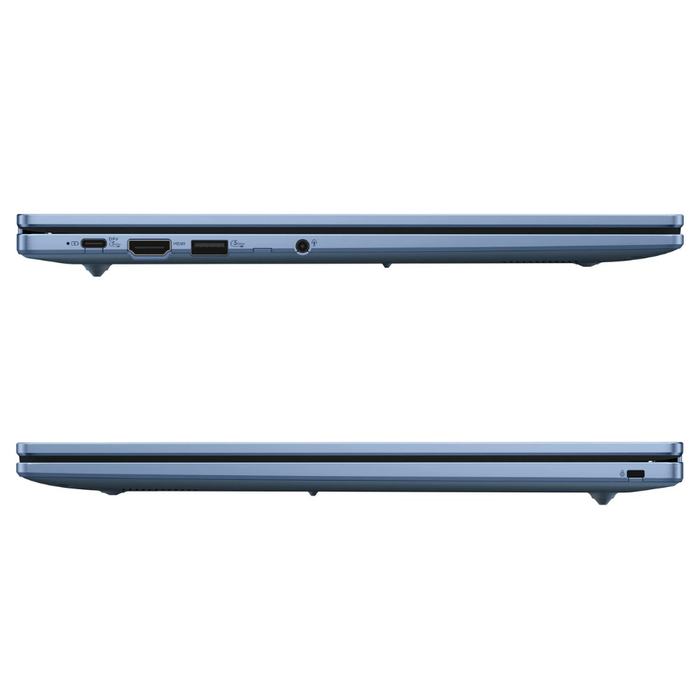 ASUS 15.6" ChromeOS laptop, Fabric Blue: side ports and power/IO connectors