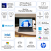 HP OmniBook 3 features infographic showing Intel, Windows 11, 16:16 display, and microphone mute