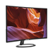 Black curved LED widescreen monitor on stand, front view