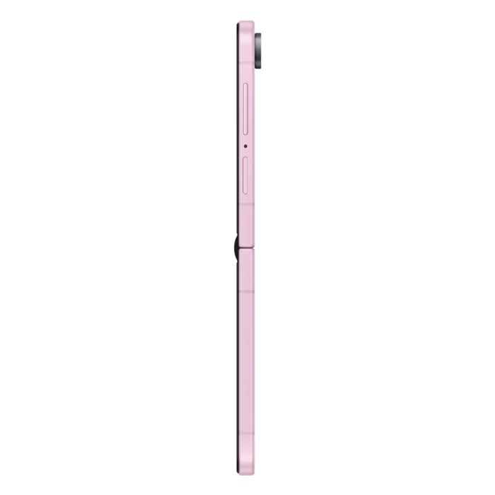 Pink foldable clamshell smartphone side view with hinge and slim profile