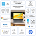 HP Chromebook 14 laptop with feature icons for camera shutter, mic mute, dual speakers