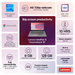 Lenovo Chromebook feature graphic with icons for webcam, speakers, Wi-Fi, and battery life