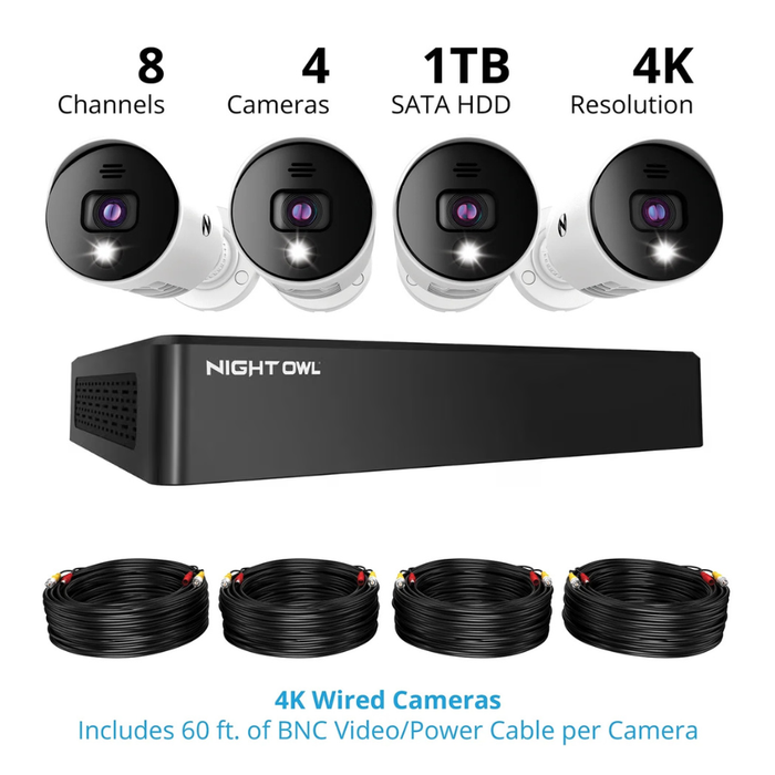 Night Owl (WM-BTD881-4LSA) 4 Camera System 8 Channel BT DVR with 1TB Hard Drive (NEW)
