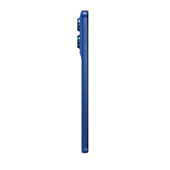 Blue smartphone side profile with buttons visible